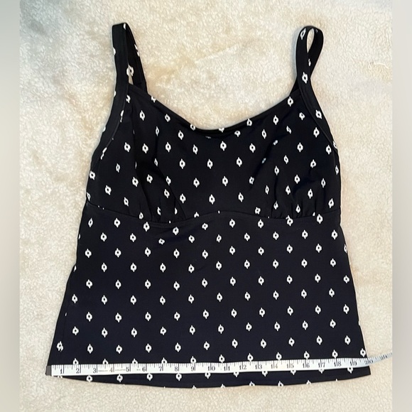 Lands End Tankini Black White Size 14 D Small Diamond Pattern Adjustable Strap - Picture 8 of 15